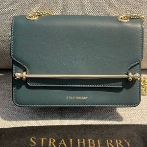 *SOLD* Strathberry East West Mini Leather Bottle Green